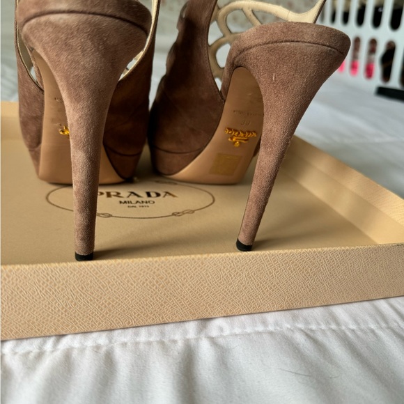 Prada Suede stiletto heels - cage dusty suede, size 9 - Picture 5 of 10